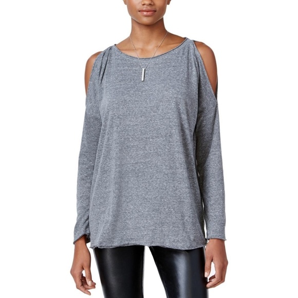 RACHEL Rachel Roy Tops - Gray Cold Shoulder Solid Tunic Top Blouse